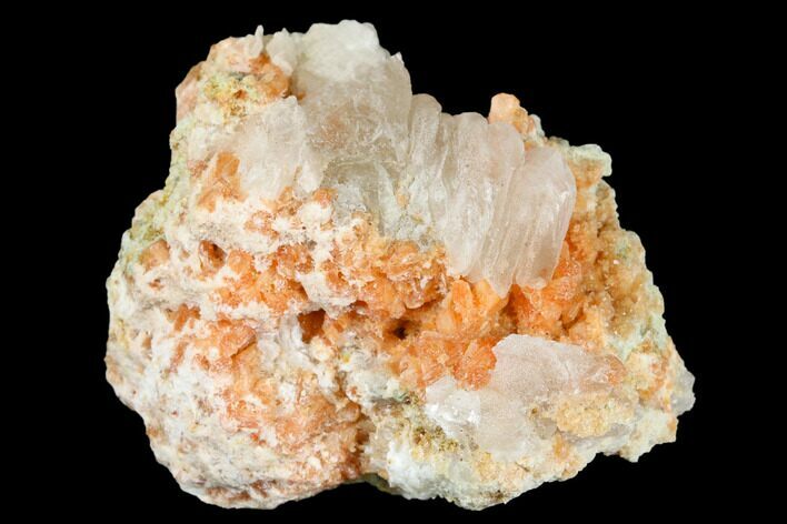 Red-Orange Stilbite Crystal Cluster with Calcite - Peru #173298